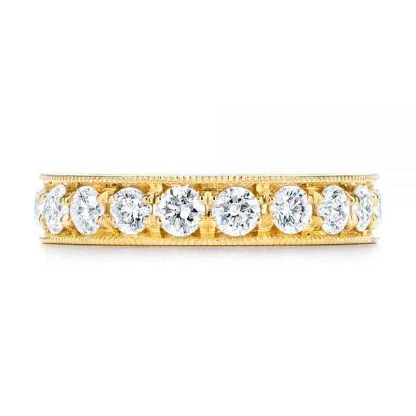 18k Yellow Gold Wide Diamond Wedding Band - Top View -  106120 - Thumbnail