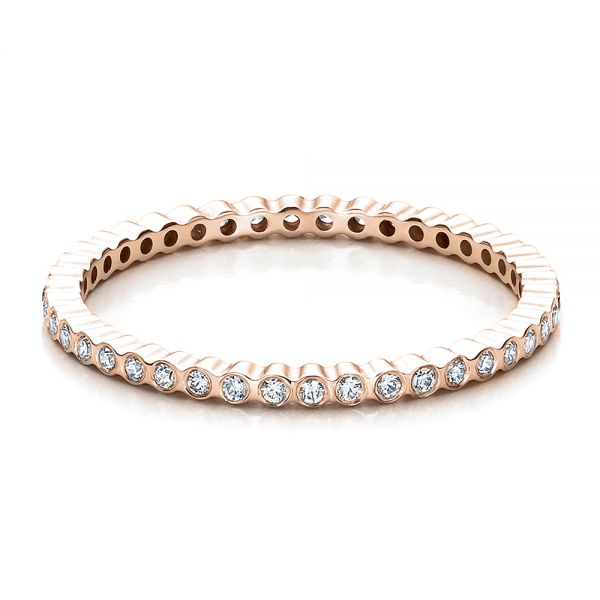 18k Rose Gold 18k Rose Gold Women's Bezel Set Diamond Eternity Band - Flat View -  100136