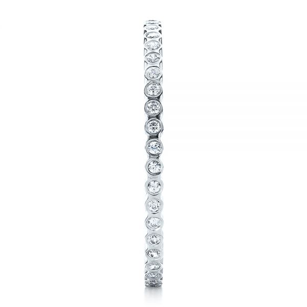 18k White Gold Women's Bezel Set Diamond Eternity Band - Side View -  100136