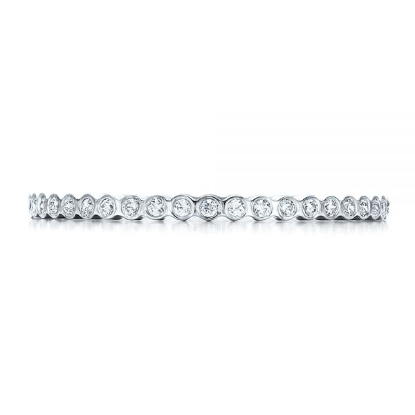 14k White Gold 14k White Gold Women's Bezel Set Diamond Eternity Band - Top View -  100136