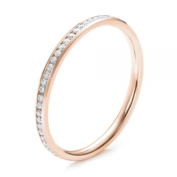 14k Rose Gold 14k Rose Gold Women's Channel Set Diamond Eternity Band - Three-Quarter View - 100140
