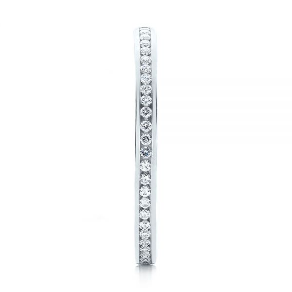 18k White Gold Women's Channel Set Diamond Eternity Band - Side View -  100140