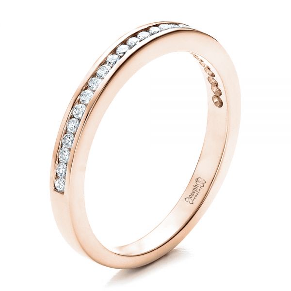 18k Rose Gold 18k Rose Gold Women's Channel Set Wedding Band - Three-Quarter View -  1474