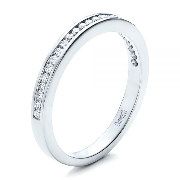 14k White Gold 14k White Gold Women's Channel Set Wedding Band - Three-Quarter View -  1474