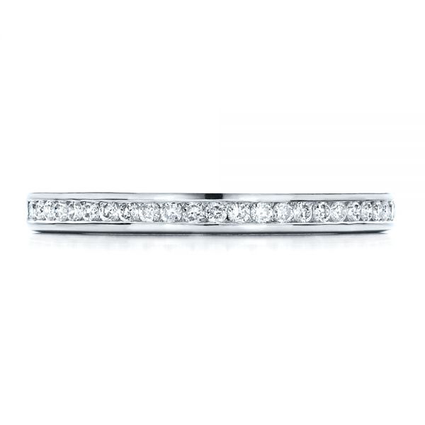 18k White Gold Women's Channel Set Wedding Band - Top View -  1474