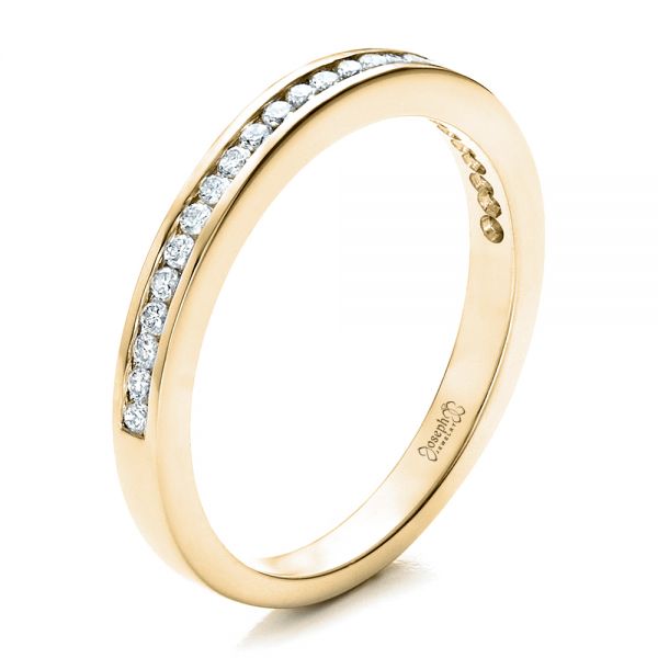 14k Yellow Gold 14k Yellow Gold Women's Channel Set Wedding Band - Three-Quarter View -  1474