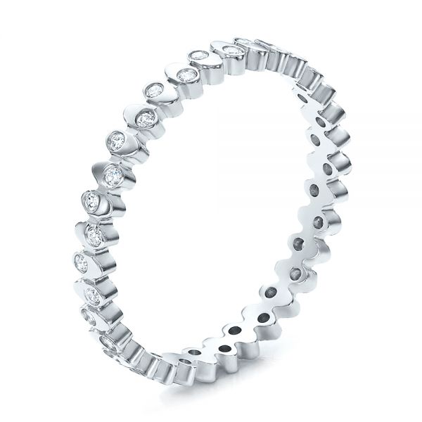 18k White Gold Women's Contemporary Diamond Eternity Band - Three-Quarter View -  100133