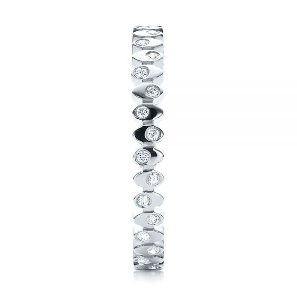 18k White Gold Women's Contemporary Diamond Eternity Band - Side View -  100133
