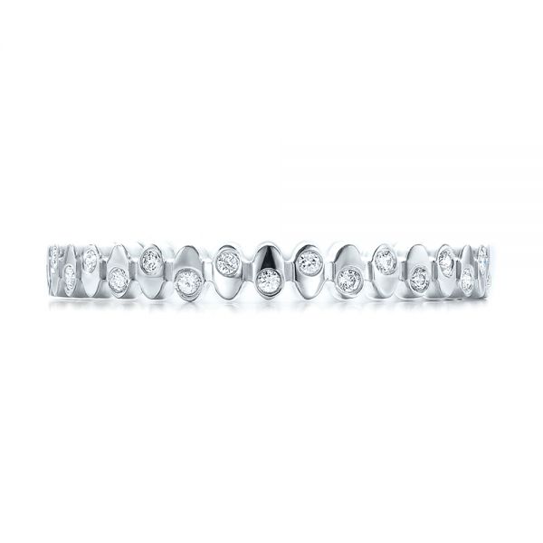 18k White Gold Women's Contemporary Diamond Eternity Band - Top View -  100133