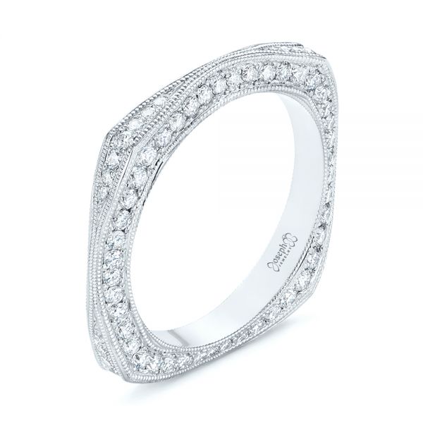 18k White Gold Women's Diamond Anniversary Band - Three-Quarter View -  988