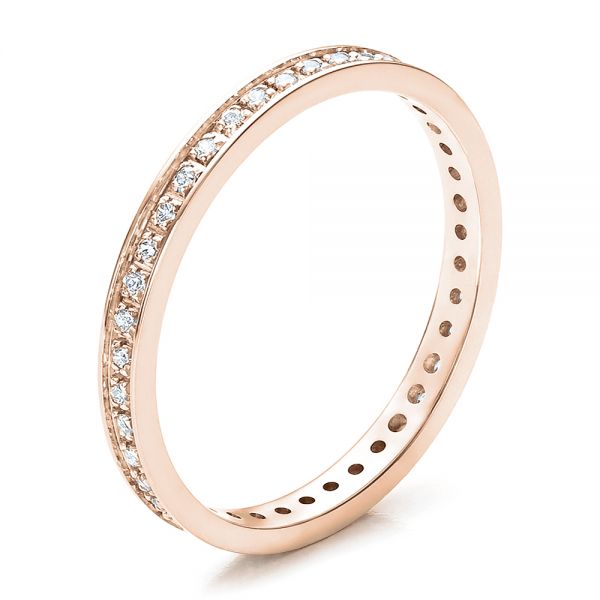 14k Rose Gold 14k Rose Gold Women's Diamond Eternity Band - Three-Quarter View - 100132