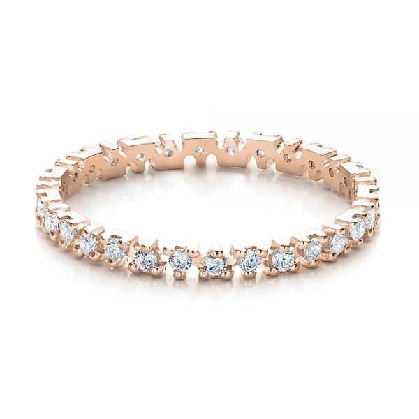 18k Rose Gold 18k Rose Gold Women's Diamond Eternity Band - Flat View -  100142