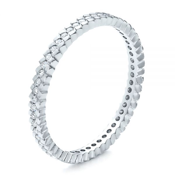 18k White Gold Women's Diamond Eternity Band - Three-Quarter View -  100131