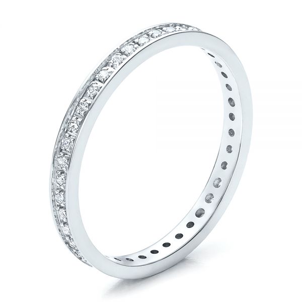 14k White Gold Women's Diamond Eternity Band - Three-Quarter View -  100132