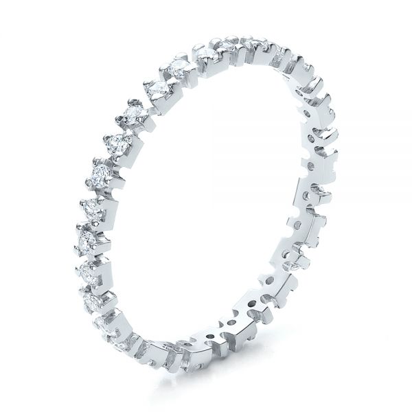 18k White Gold Women's Diamond Eternity Band - Three-Quarter View -  100142