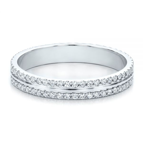 18k White Gold Women's Diamond Eternity Band - Flat View -  100118