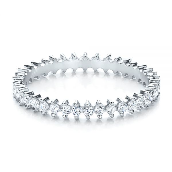 18k White Gold Women's Diamond Eternity Band - Flat View -  100130