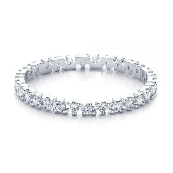 18k White Gold Women's Diamond Eternity Band - Flat View -  100142