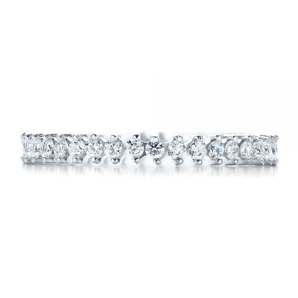 18k White Gold Women's Diamond Eternity Band - Top View -  100130