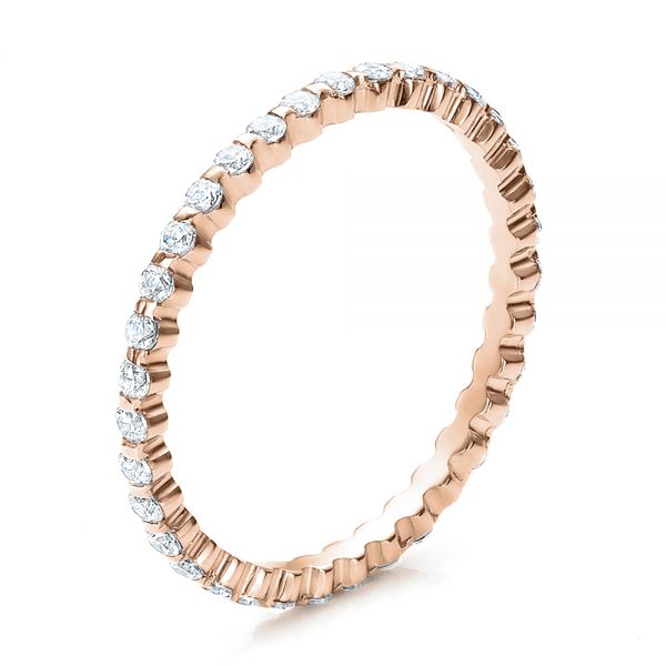 18k Rose Gold 18k Rose Gold Women's Diamond Tension Set Eternity Band - Three-Quarter View - 100137