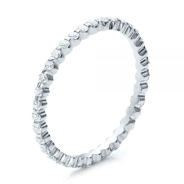 18k White Gold Women's Diamond Tension Set Eternity Band - Three-Quarter View -  100137