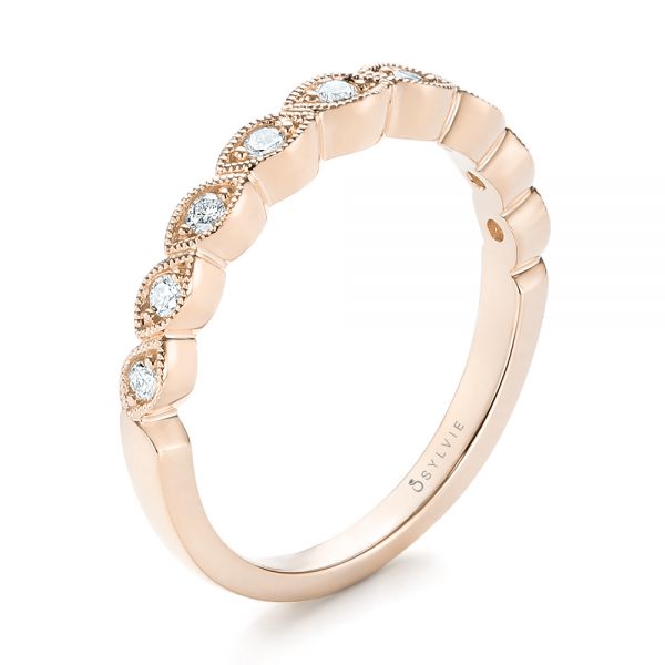 14k Rose Gold 14k Rose Gold Women's Diamond Wedding Band - Three-Quarter View -  103070