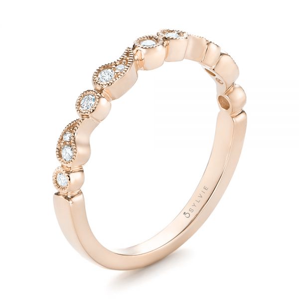 18k Rose Gold 18k Rose Gold Women's Diamond Wedding Band - Three-Quarter View -  103074