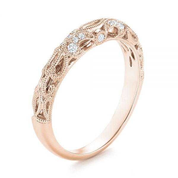 14k Rose Gold 14k Rose Gold Women's Diamond Wedding Band - Three-Quarter View -  103111