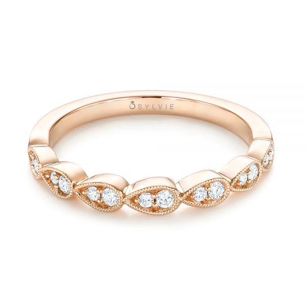 14k Rose Gold Women's Diamond Wedding Band - Flat View -  103071