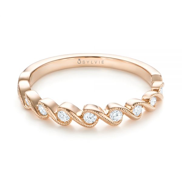 14k Rose Gold Women's Diamond Wedding Band - Flat View -  103075