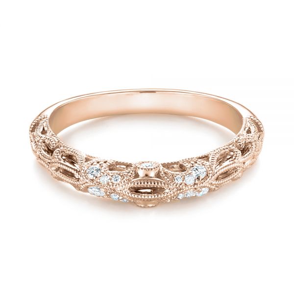 18k Rose Gold 18k Rose Gold Women's Diamond Wedding Band - Flat View - 103111
