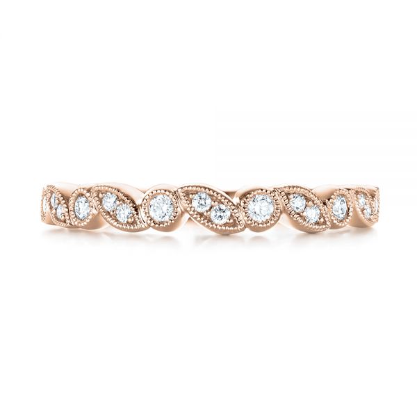 18k Rose Gold 18k Rose Gold Women's Diamond Wedding Band - Top View -  103069