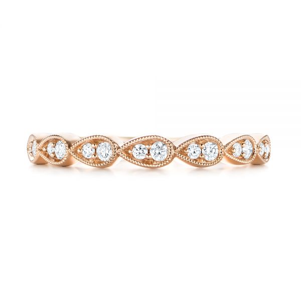 18k Rose Gold 18k Rose Gold Women's Diamond Wedding Band - Top View -  103071