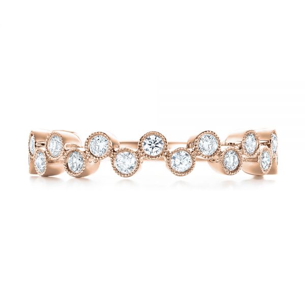 18k Rose Gold 18k Rose Gold Women's Diamond Wedding Band - Top View -  103666