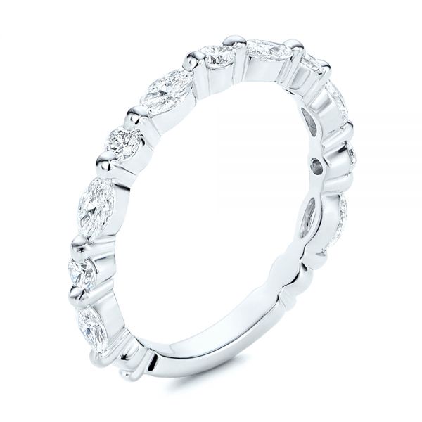 18k White Gold 18k White Gold Women's Diamond Wedding Band - Three-Quarter View -  106315