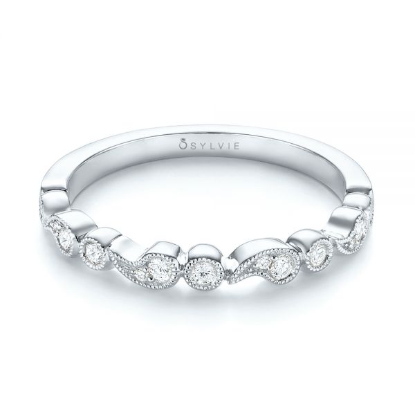 14k White Gold 14k White Gold Women's Diamond Wedding Band - Flat View - 103074