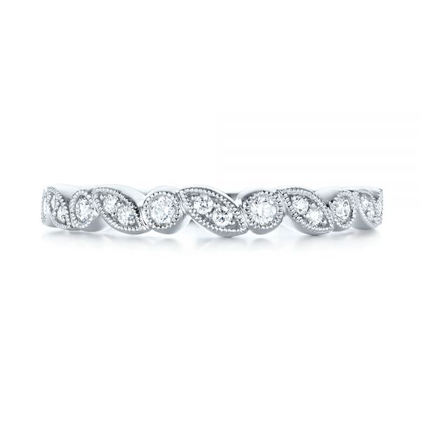 14k White Gold Women's Diamond Wedding Band - Top View -  103069