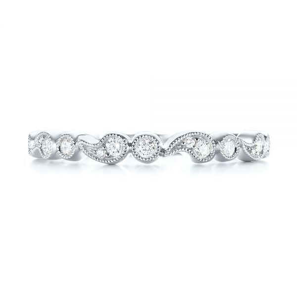 18k White Gold 18k White Gold Women's Diamond Wedding Band - Top View -  103074