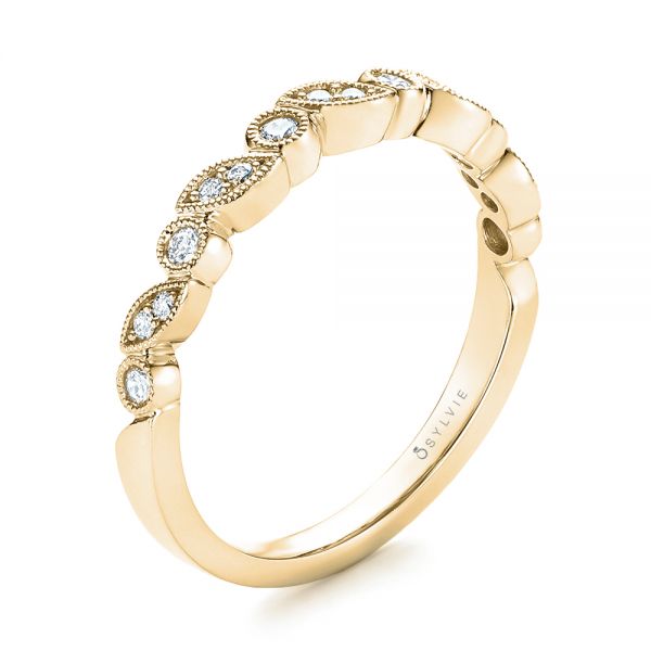 18k Yellow Gold 18k Yellow Gold Women's Diamond Wedding Band - Three-Quarter View -  103069