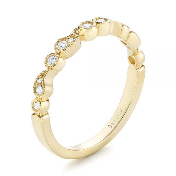 18k Yellow Gold 18k Yellow Gold Women's Diamond Wedding Band - Three-Quarter View -  103074