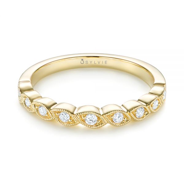14k Yellow Gold Women's Diamond Wedding Band - Flat View - 103070
