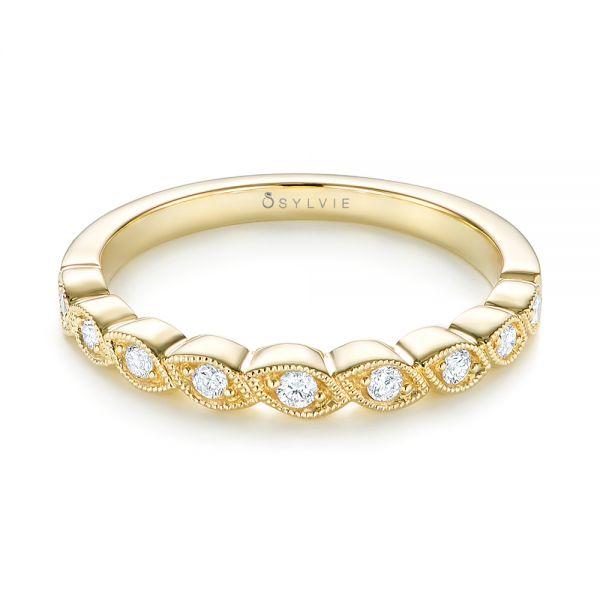 14k Yellow Gold Women's Diamond Wedding Band - Flat View -  103070