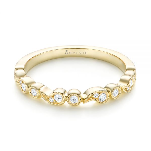 14k Yellow Gold Women's Diamond Wedding Band - Flat View - 103074