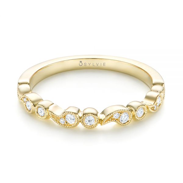 14k Yellow Gold Women's Diamond Wedding Band - Flat View -  103074