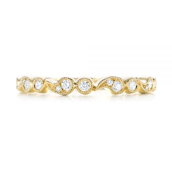 14k Yellow Gold Women's Diamond Wedding Band - Top View - 103074