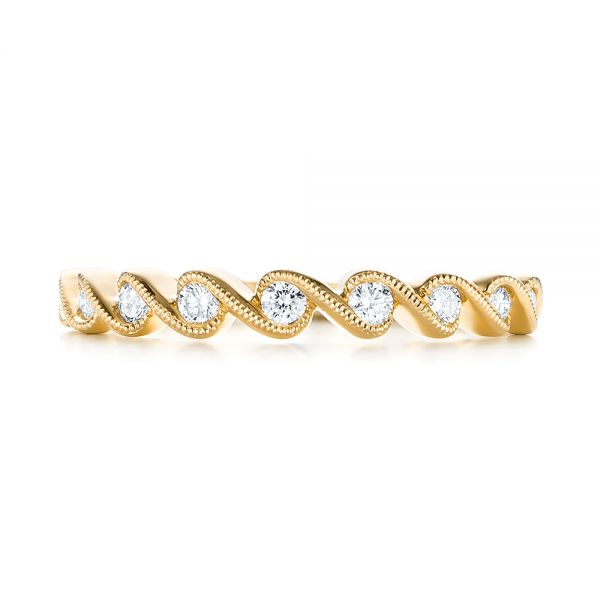 18k Yellow Gold 18k Yellow Gold Women's Diamond Wedding Band - Top View - 103075
