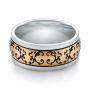 Women's Engraved Two-tone Wedding Band - Flat View -  101061 - Thumbnail