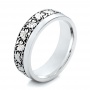  18K Gold Women's Engraved Wedding Band - Three-Quarter View -  101063 - Thumbnail
