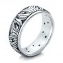  18K Gold Women's Engraved Wedding Band - Three-Quarter View -  101058 - Thumbnail