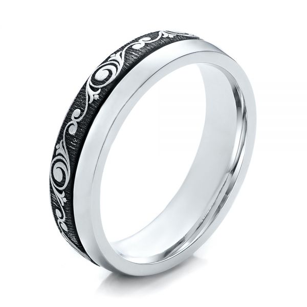 Women's Engraved Wedding Band - Three-Quarter View -  101064